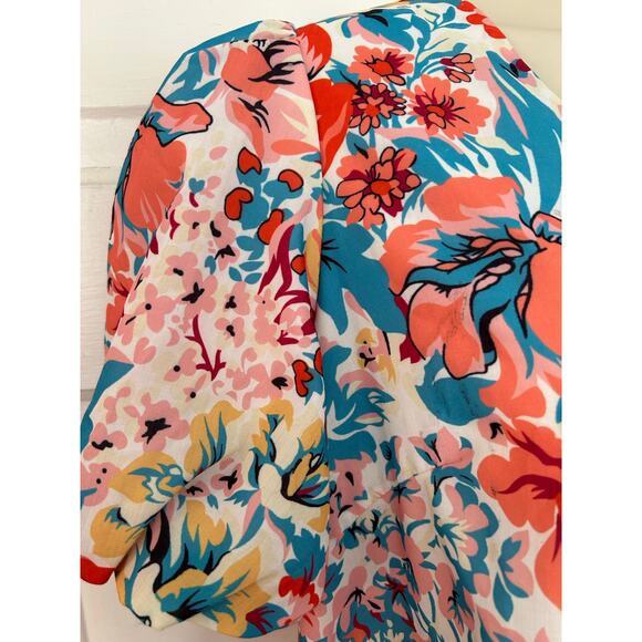 JADE MELODY TAM Beautiful Floral Maxi Dress Short Sleeve V-Neck Womens Medium XC - Picture 5 of 13